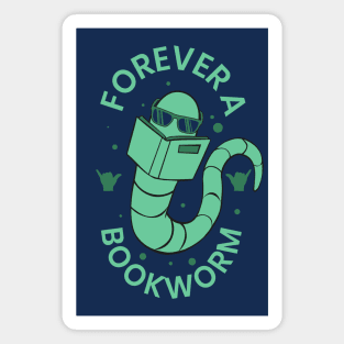 Forever a Bookworm // Cute Book Lover Cartoon Magnet